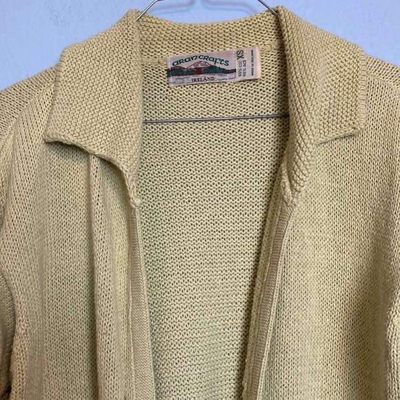 Aran Crafts Ireland Womens Brat Green Open Front Cardigan Sweater Knit Duster - Picture 2 of 11